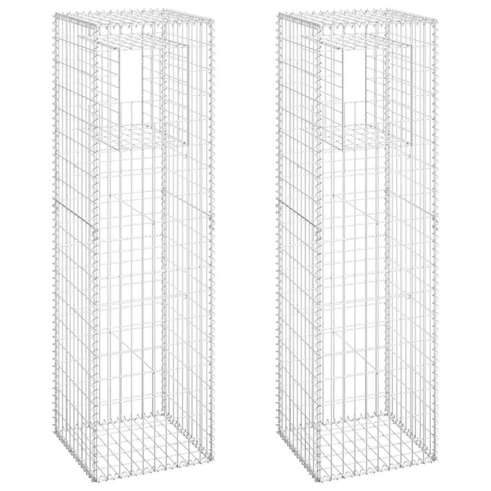 Poteaux à panier de gabion 2 pcs 50x50x180 cm fer