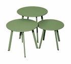 Lot 3 tables basses massaï en acier - diamètre 40/45/50 cm - amande