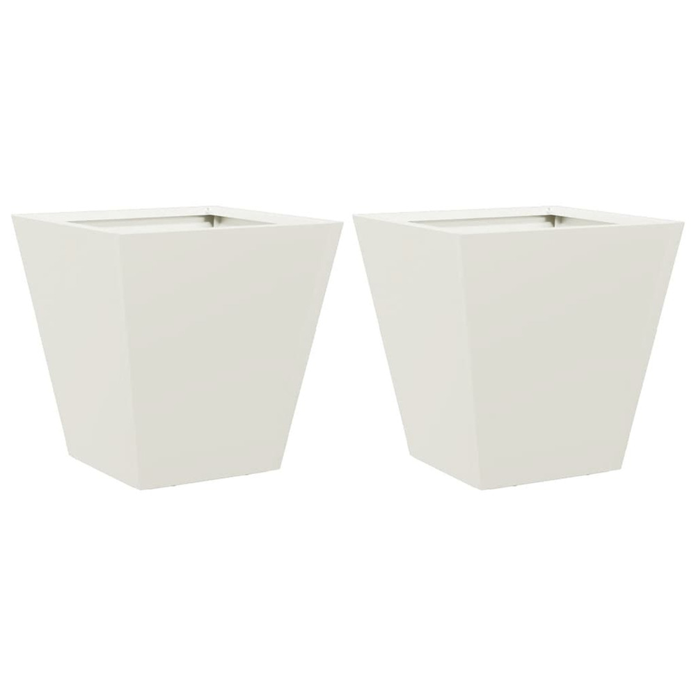 Jardinière d'extérieurs 2 pcs blanc 30x30x30 cm acier