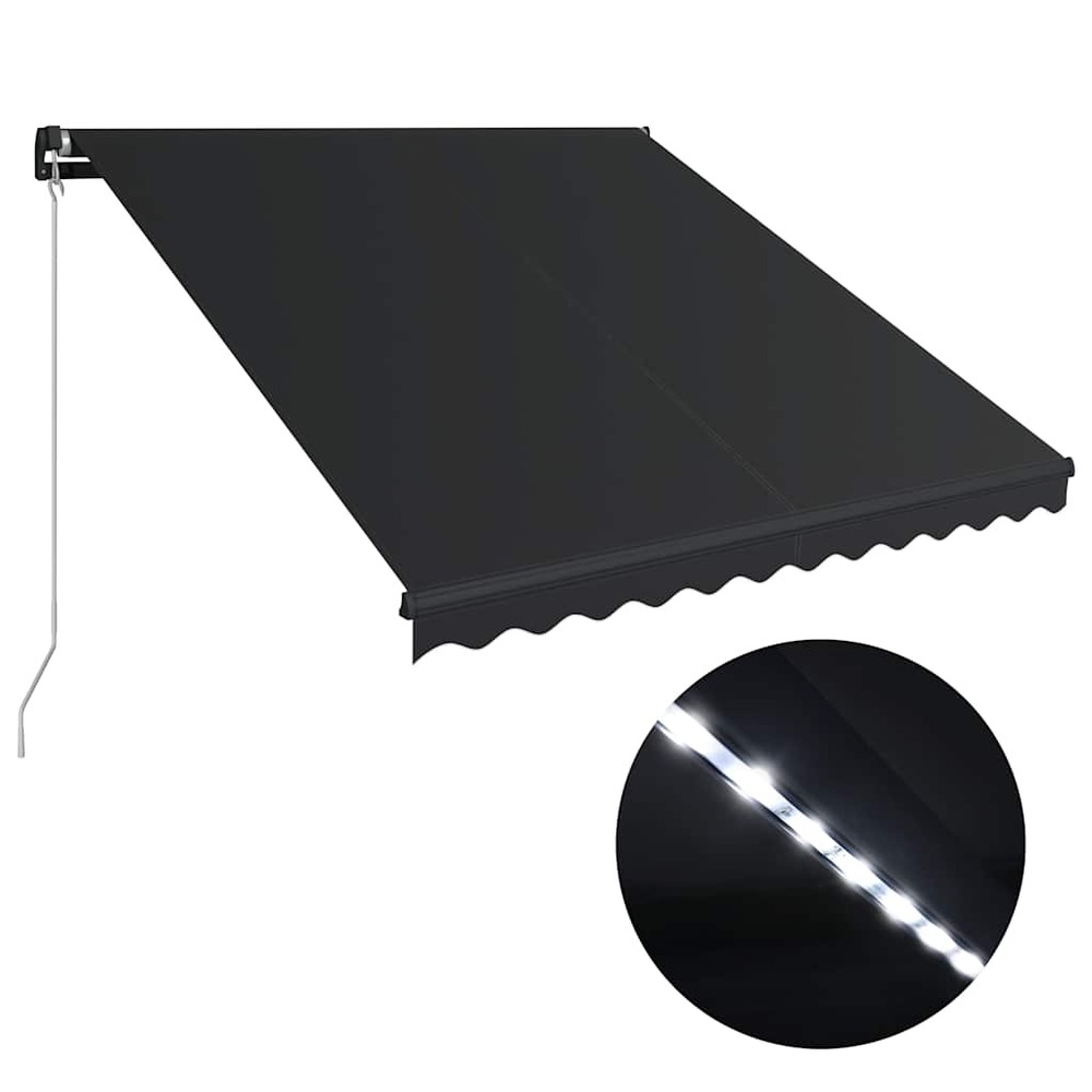 Auvent manuel rétractable avec led 350x250 cm anthracite