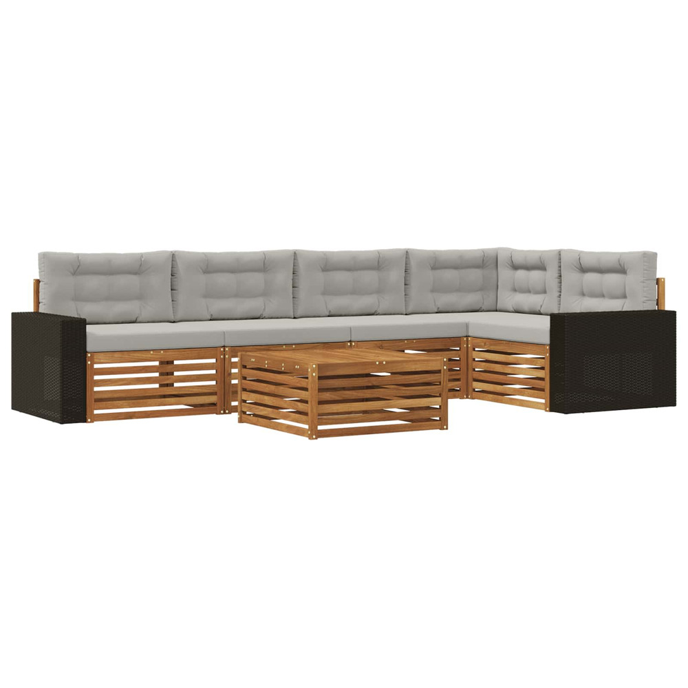 Ensemble de canapés d'extérieur 6 pcs naturel et gris clair