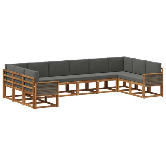 Ensemble de canapés d'extérieur 10 pcs naturel et anthracite