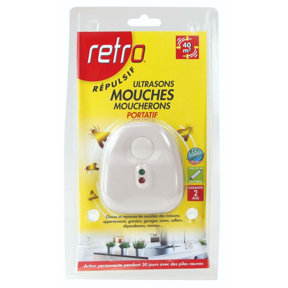 Répulsif ultrasons mouches - moucherons portatif - 40m²