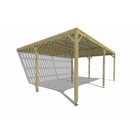 Pergola bois • 6m x 5m • adossée • sens largeur • platelage bois • livraison comprise