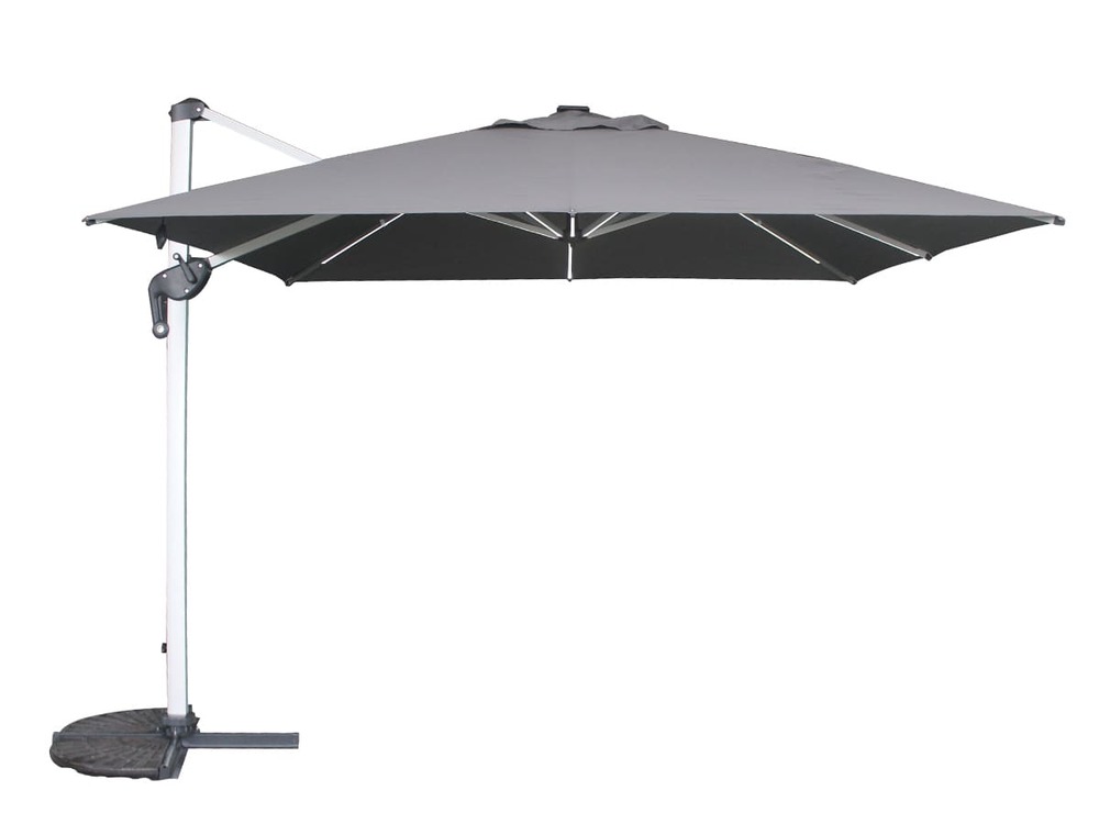 Parasol déporté droit carré equador ardoise avec led 3 x 3 m