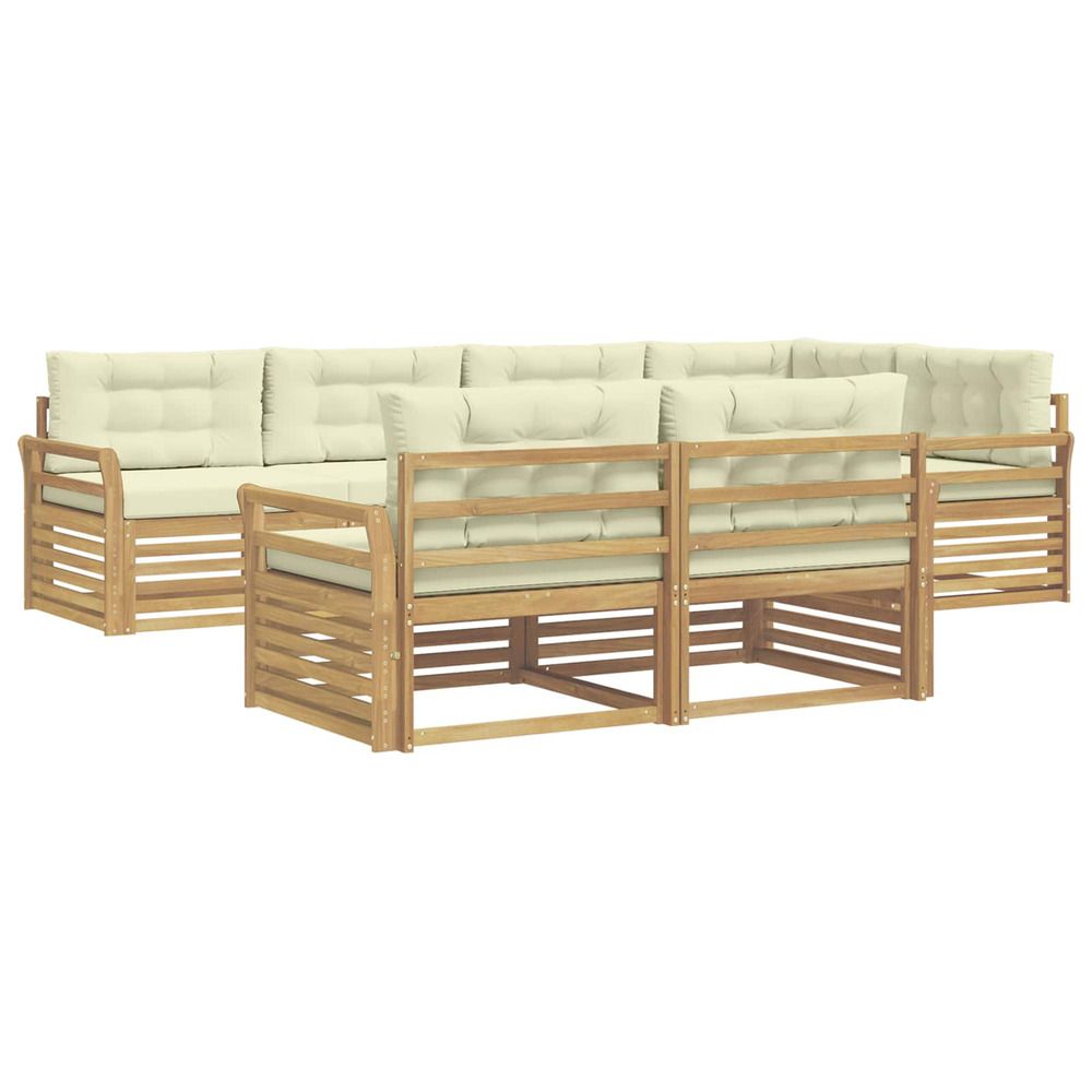 Ensemble de canapés d'extérieur 7 pc blanc et crème polyester