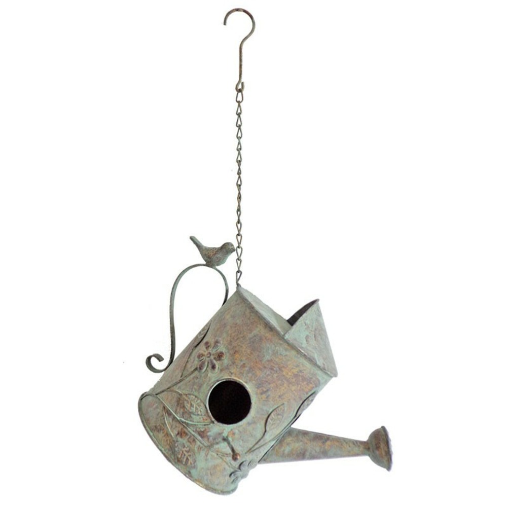 Nichoir oiseaux arrosoir fer 22x19x33cm