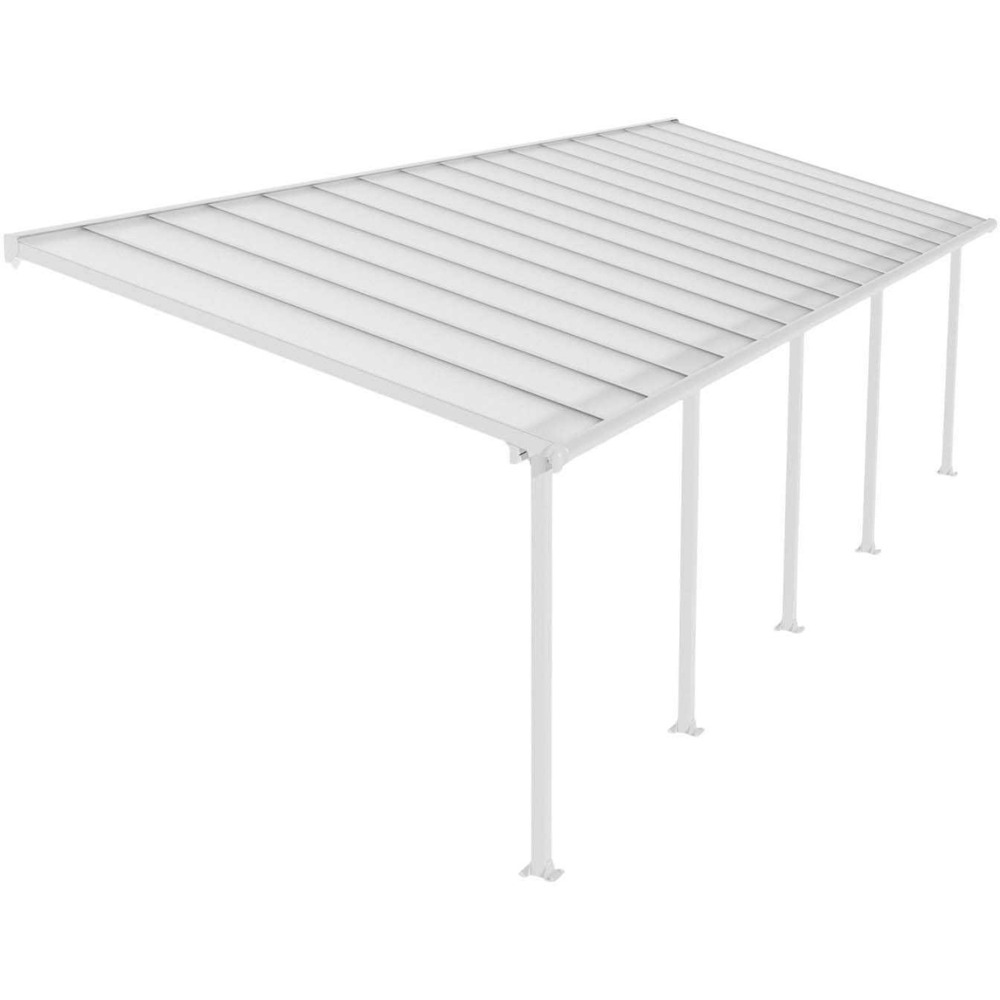 Pergola à adosser en aluminium blanc et polycarbonate olympia 3 x 9.8 m