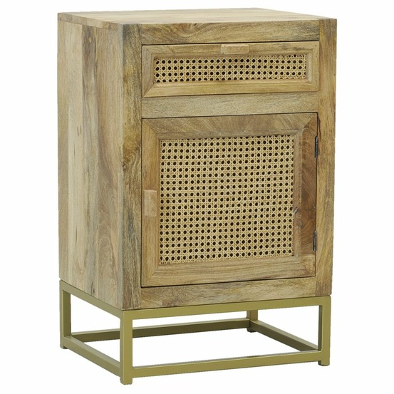 Table de nuit en manguier et cannage