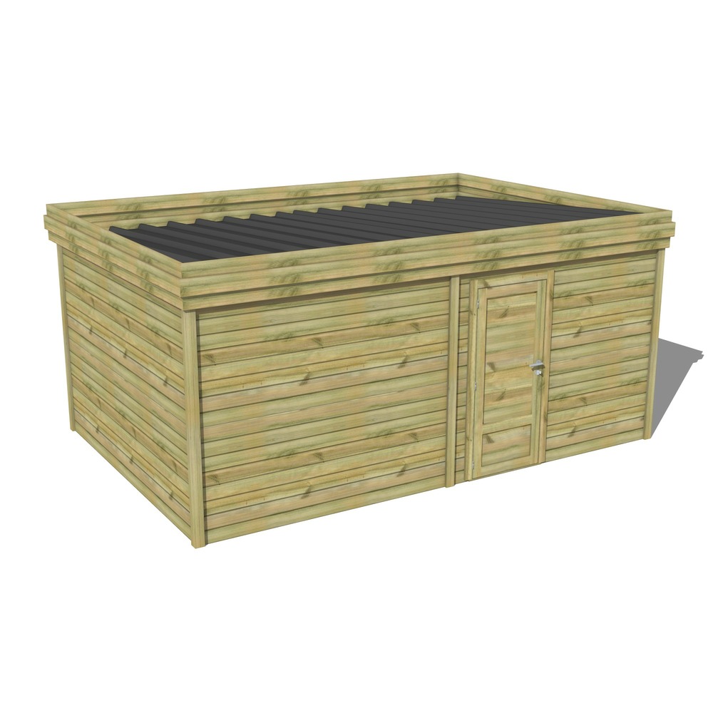 Abri de jardin bois pin traité autoclave 27mm - 5,69x3,44m / 20m2 - bac acier - abri français
