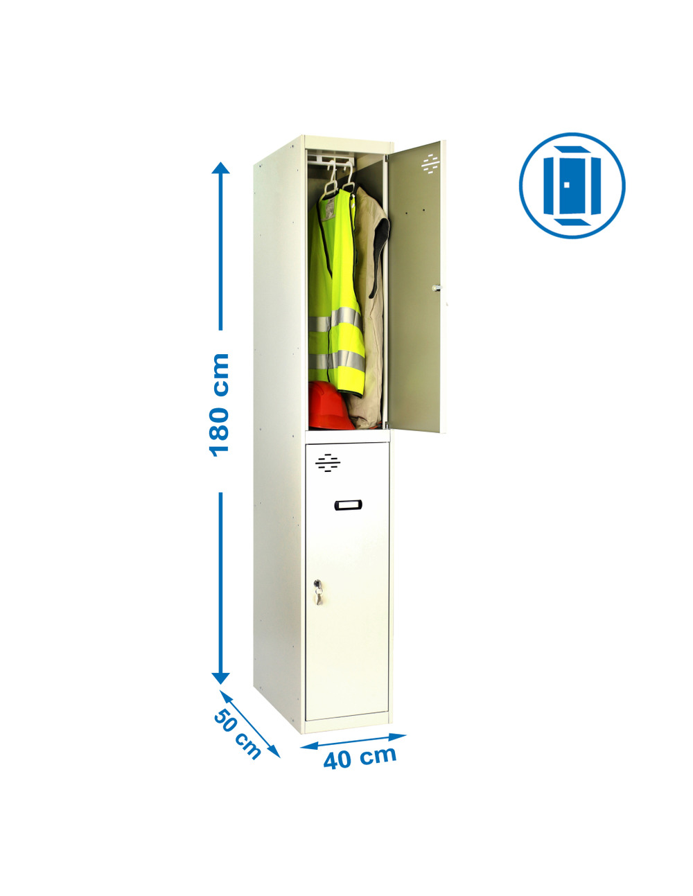 Casier-armoire simonlocker diy tandem 1/2 400 initial gris gris prelacado 1800x400x500 - simonrack