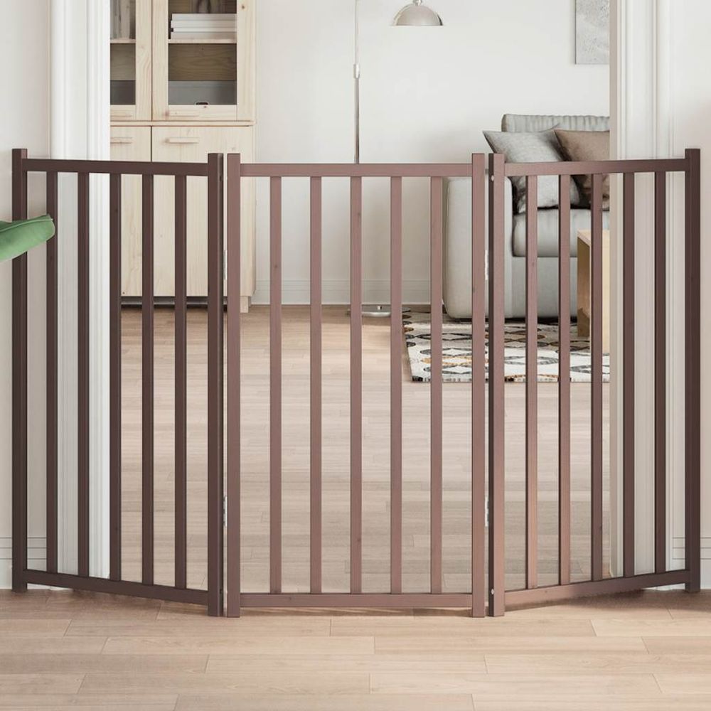 Barrière de sécurité haute 90cm pliable en bois 150cm chêne brun