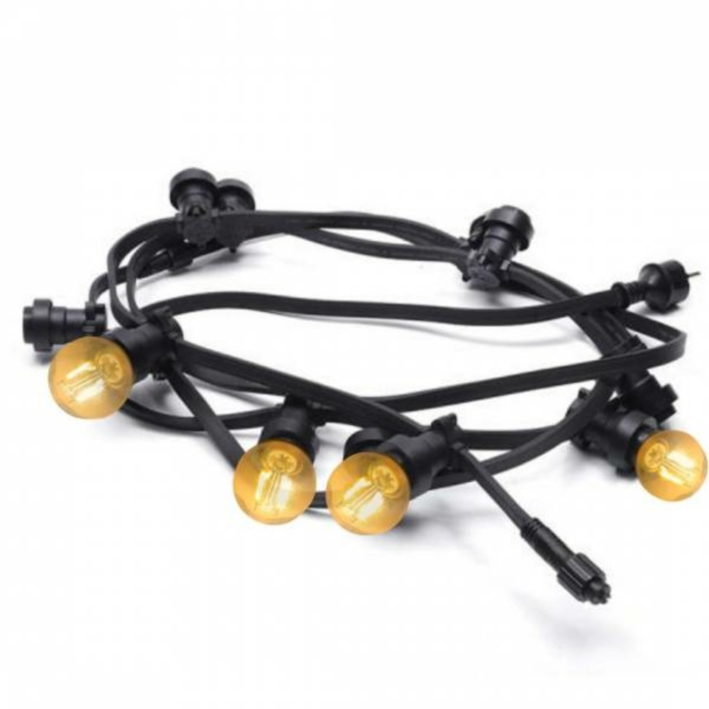 Guirlande guinguette extérieure ip65 10m 20 ampoules filament 2w plastique transparent blanc très chaud e27