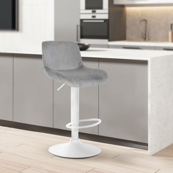 Tabouret de bar solon velours blanc