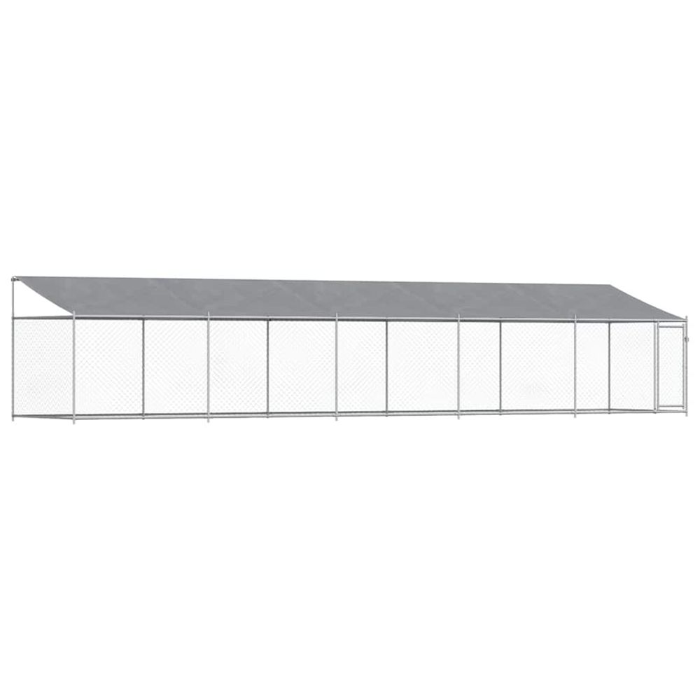 Cage pour chien avec toit et porte gris 10x2x2m acier galvanisé