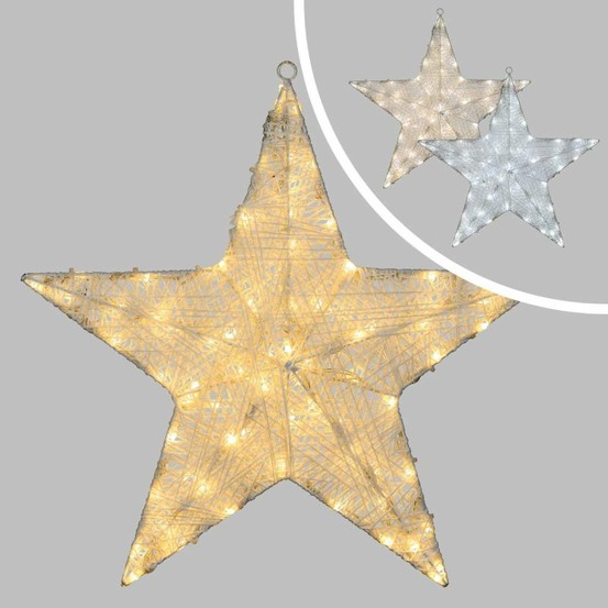 Étoile lumineuse 3d ø45cm 80 led bi-colore blanc chaud et froid fil blanc lotti