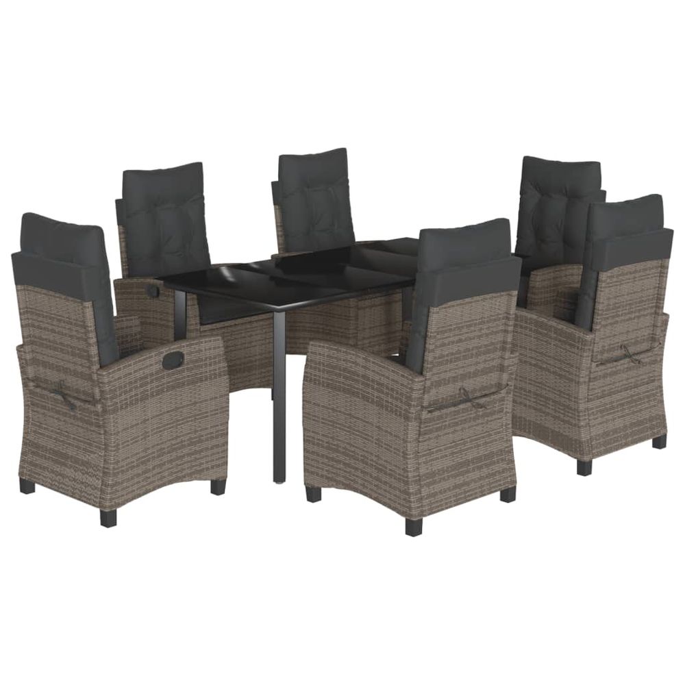 Ensemble à manger de jardin et coussins 7 pcs gris rotin