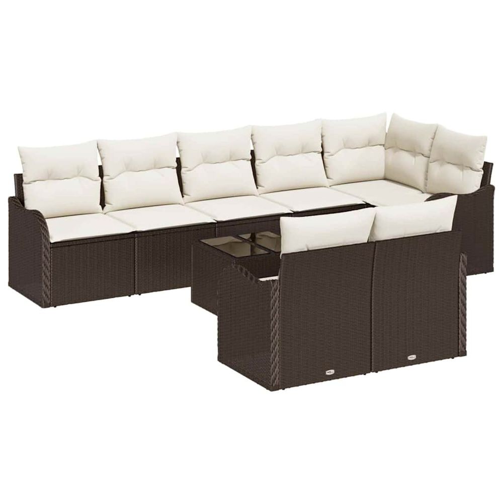 Ensemble de canapé de jardin 9 pc marron et blanc polyrotin