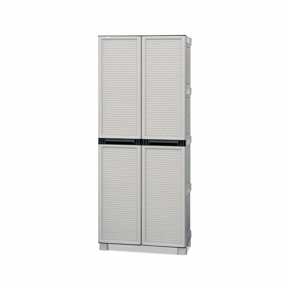 Armoire d'extérieur liège, mobilier d'extérieur, armoire de buanderie polyvalente, 100% made in italy, gris clair, 70x39h172 cm