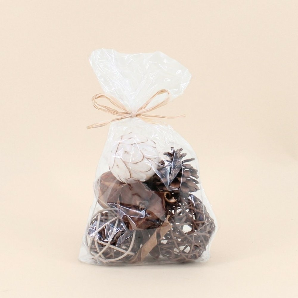 Set fleurs séchées, boules déco boisées