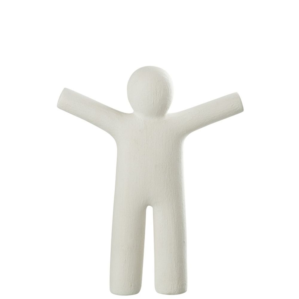 Statuette p'tit maurice bras écarté en synthétique blanc 32x6x42 cm