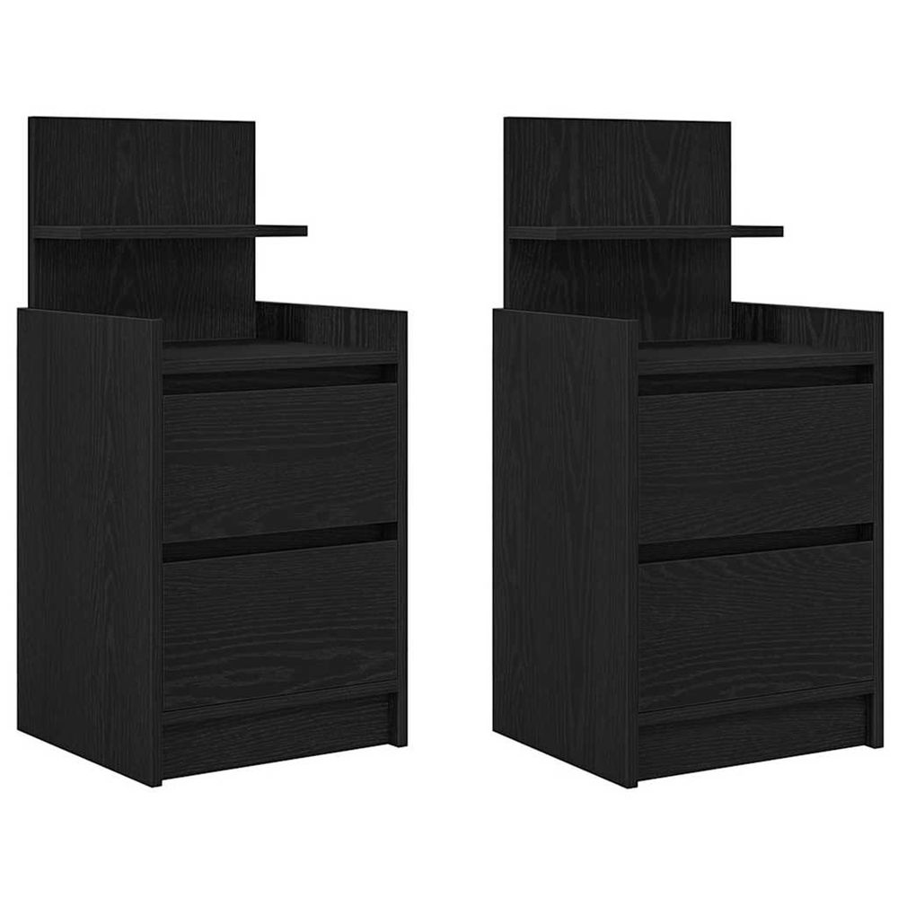 Tables de chevet avec 2 tiroirs 2 pcs chêne noir 38x34x80 cm