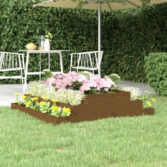 Grand potager en escalier 3 niveaux bois de pin couleur miel 110cm