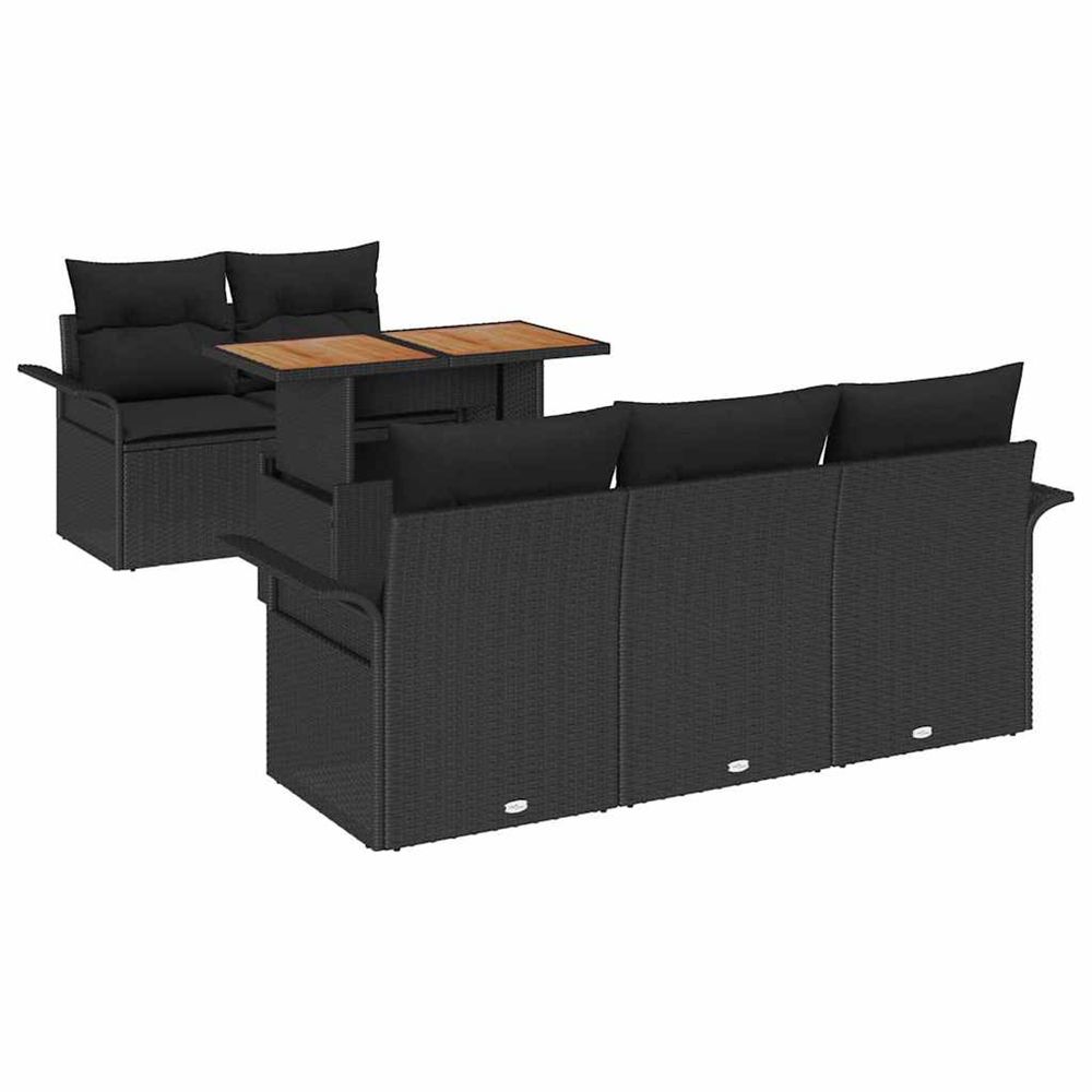 Ensemble de canapé de jardin 6 pc noir poly rotin