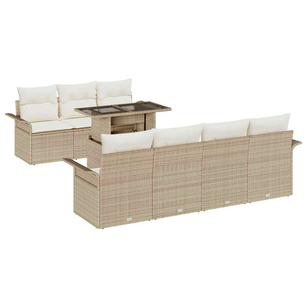 Ensemble de canapé de jardin 8 pcs beige poly rattan