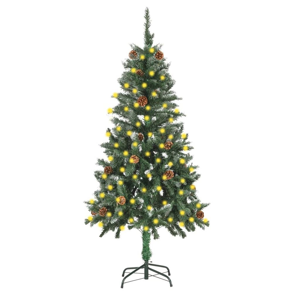 Sapin de noël artificiel pré-éclairé et pommes de pin 150 cm