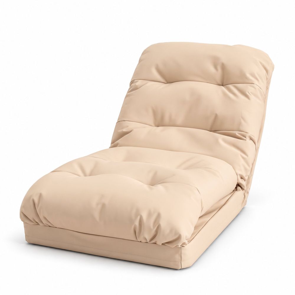 Fauteuil de sol convertible 3 en 1 réglable à 6 positions - lit 210x60cm beige