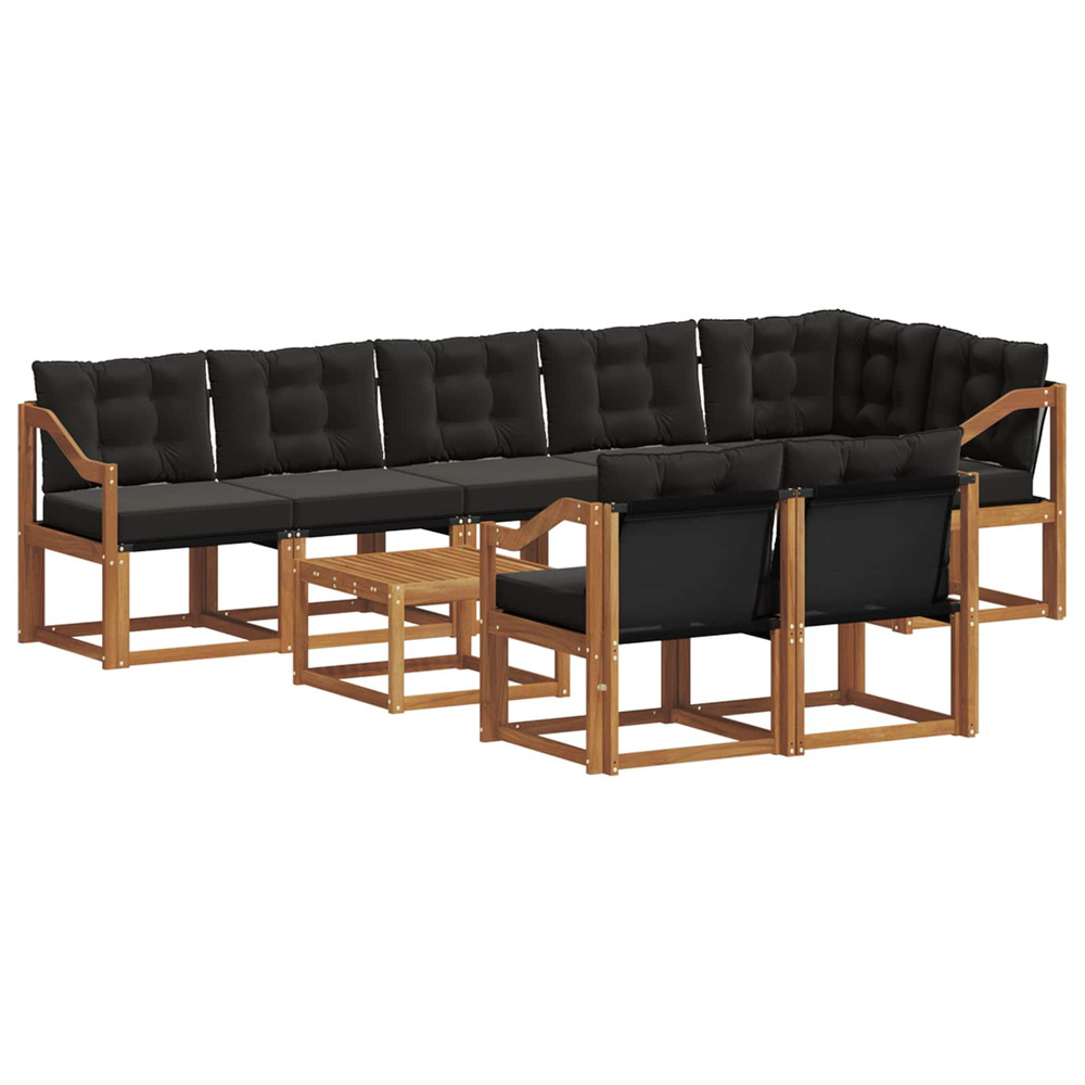 Ensemble de canapés d'extérieur 9 pcs naturel et noir