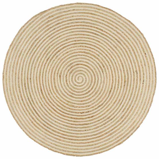 Tapis fait main Jute spirale Blanc 120cm