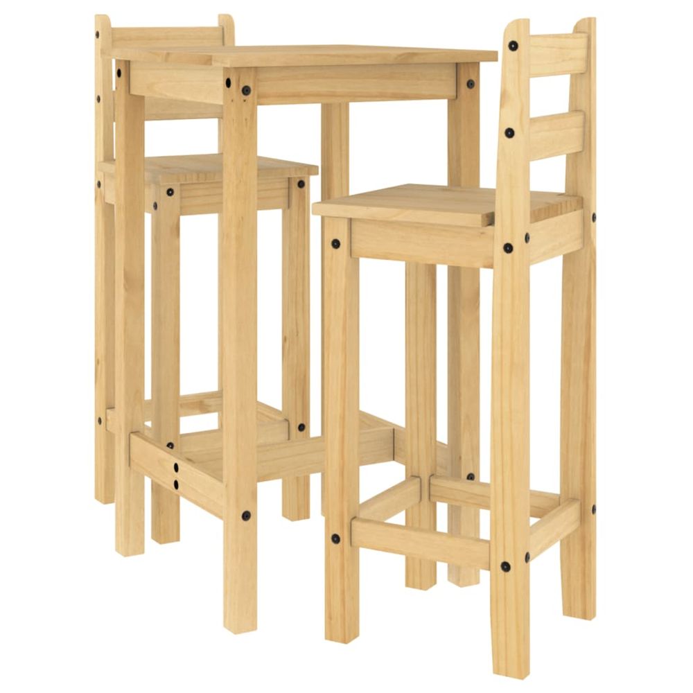 Ensemble de bar 3 pcs bois de pin massif