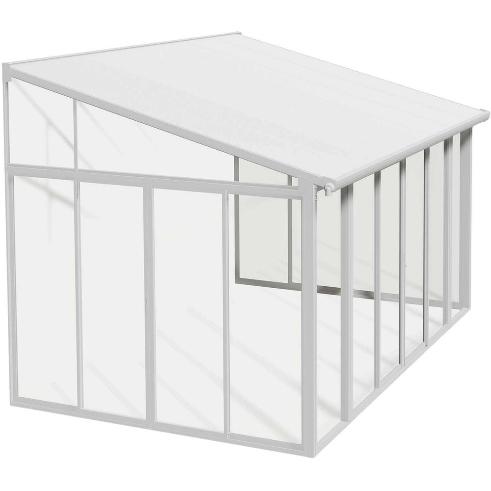 Véranda en aluminium blanc et polycarbonate sanremo 12.8m²