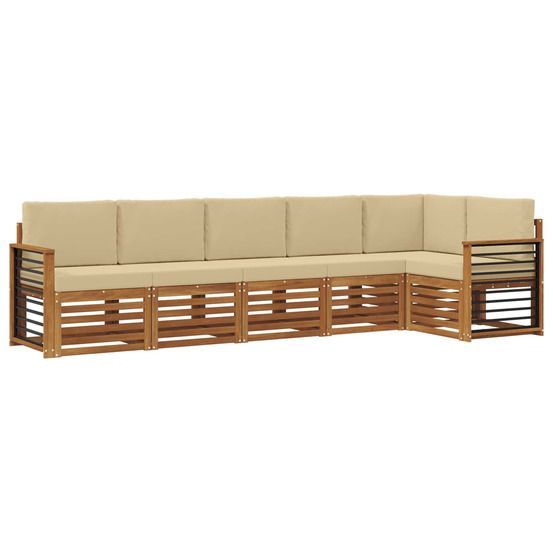 Ensemble de canapés d'extérieur 6 pc naturel et beige polyester