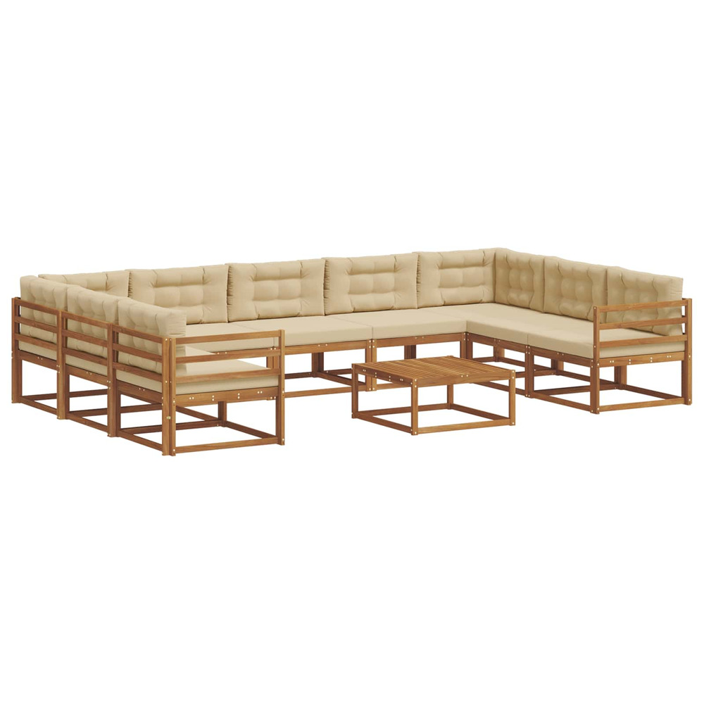 Ensemble de canapés d'extérieur 10 pcs naturel et beige