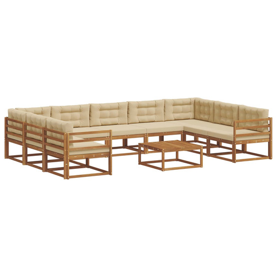 Ensemble de canapés d'extérieur 10 pcs naturel et beige