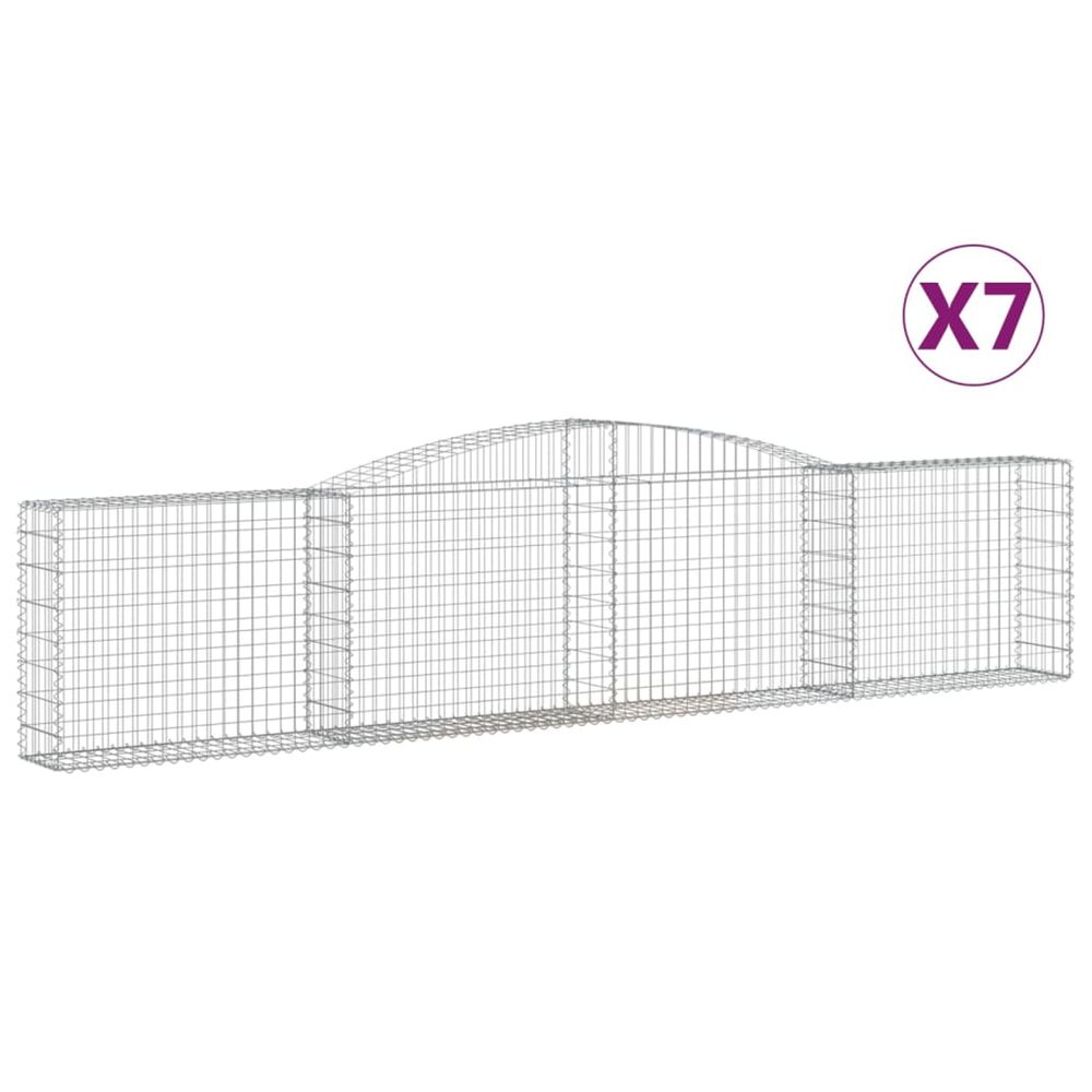 Paniers à gabions arqués 7 pcs 400x30x80/100 cm fer galvanisé