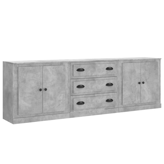Buffet bahut commode armoire meuble de rangement organisateur cuisine salle de séjour salons 3 pcs bois d'ingénierie gris 02_