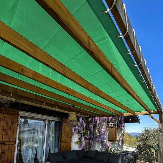 Toile pergola micro-perforée tecplast mp460pr 3,5x4 m - verte - garantie 5 ans