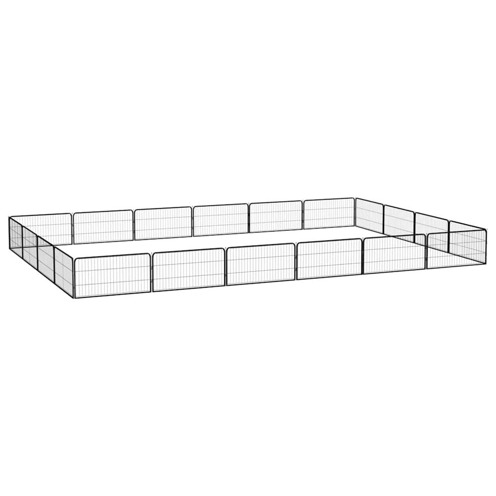 Parc chien 20 panneaux acier modulable pour jardin extérieur noir 100x50cm