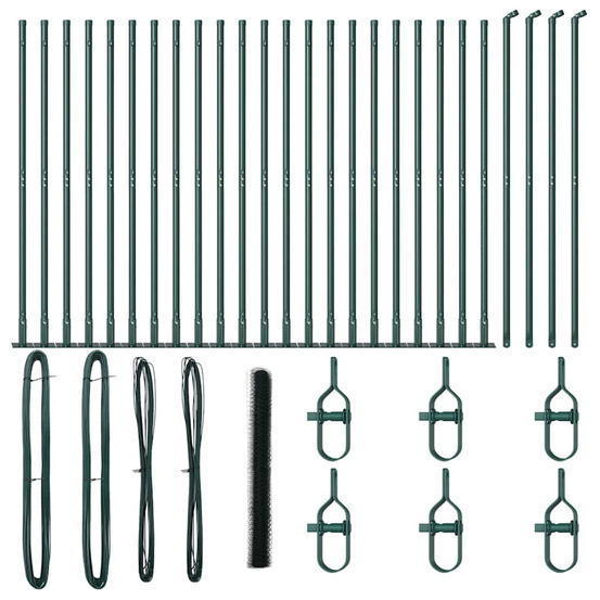 Clôture avec poteaux vert 1.5 x 50 m acier recouvert de pvc