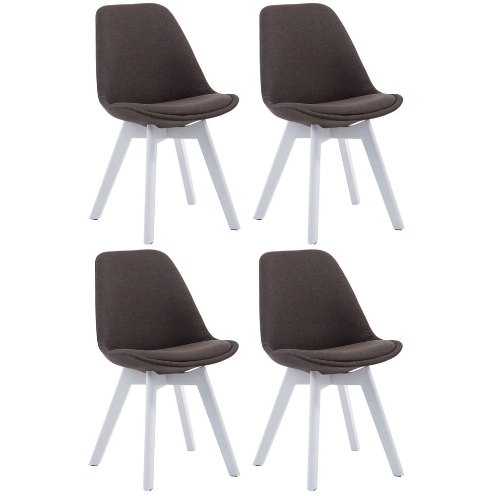 Lot de 4 chaises visiteur borneo v2 tissu blanc