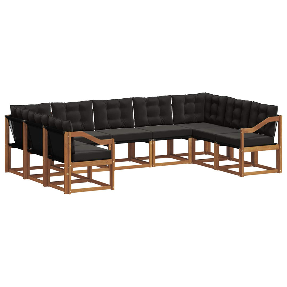 Ensemble de canapés d'extérieur 9 pcs naturel et noir