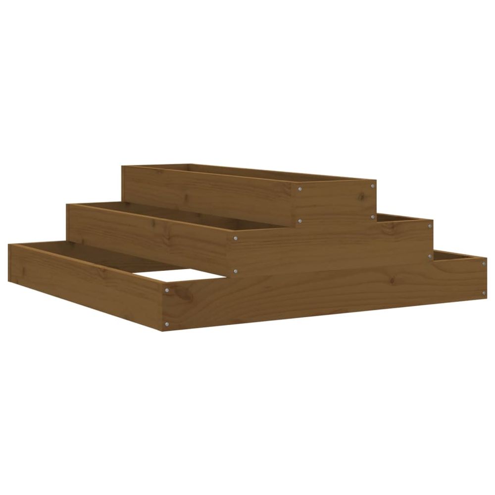 Jardinière marron miel 80x80x27 cm bois massif de pin