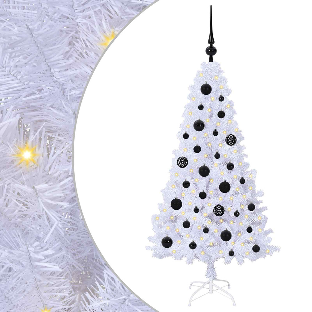 Sapin de noël artificiel avec 150 led blanc 120 cm pvc et acier