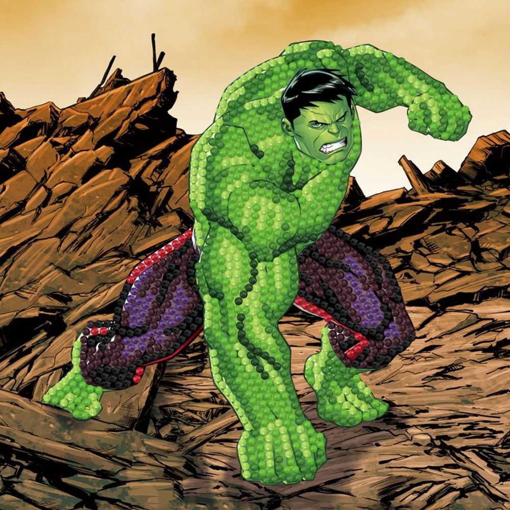 Carte crystal art à diamanter - hulk - 18 x 18 cm