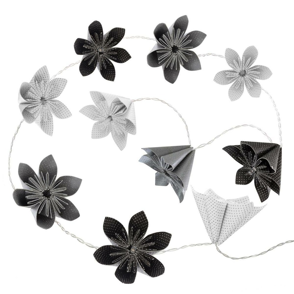 Guirlande led fleur noire à pile x10