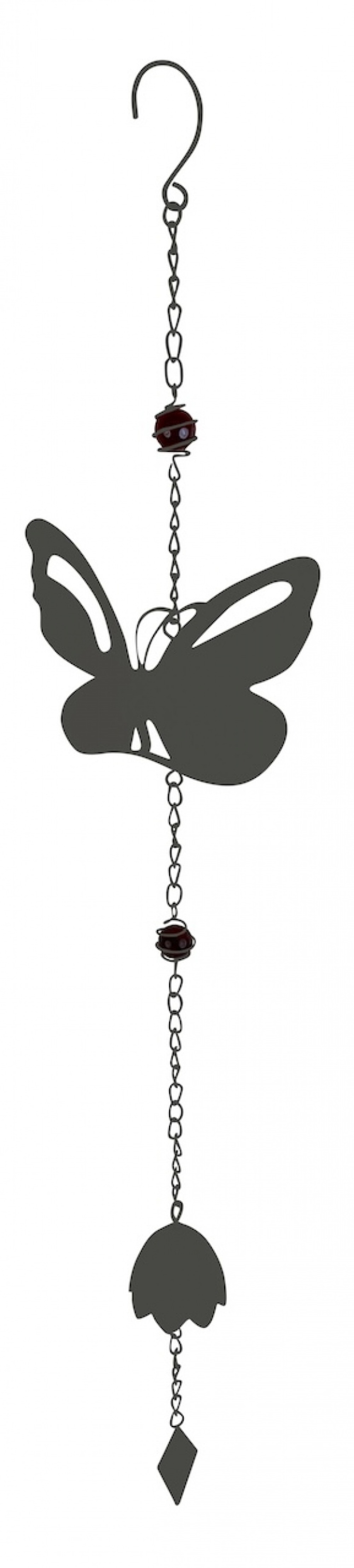 Carillon en forme de papillon avec perles - anthracite